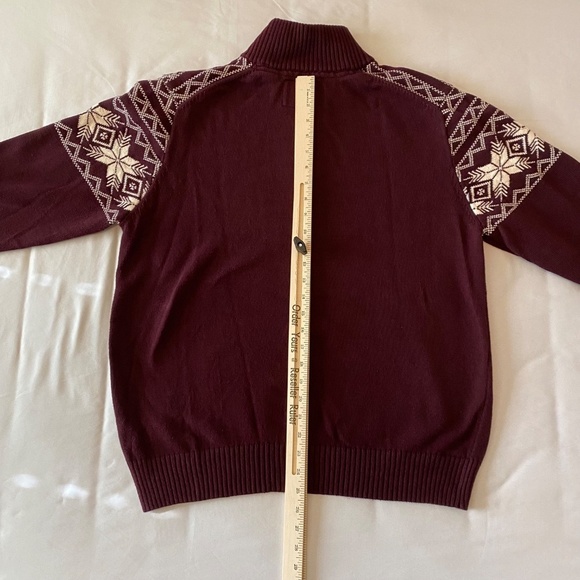 Original Weatherproof Vintage Sweater - Snowflake‎ Quarter Zip-Burgundy-XL - Picture 6 of 7